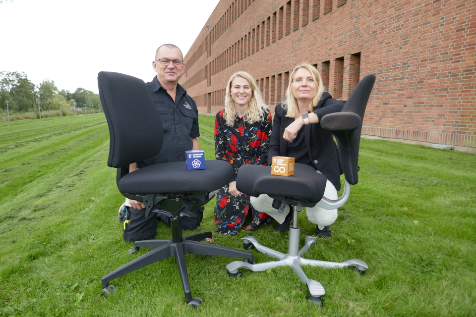 Pedel Henrik Bandholm Jacobsen, Civilingeniør med speciale i bæredygtigt design Nicoline Nørup Sillesen og Category Manager Ditte Nicolajsen, der står bag aftalen.