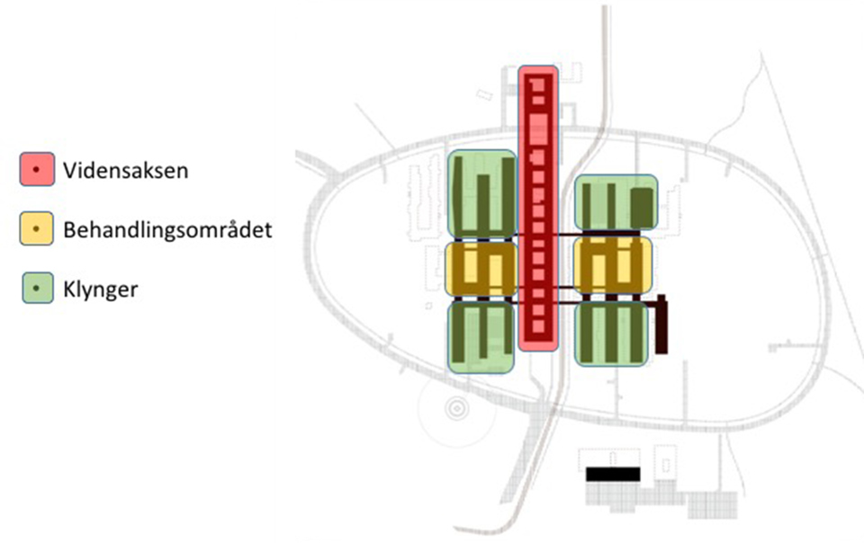 Kort over de tre udbudsområder Nyt OUH udbydes i