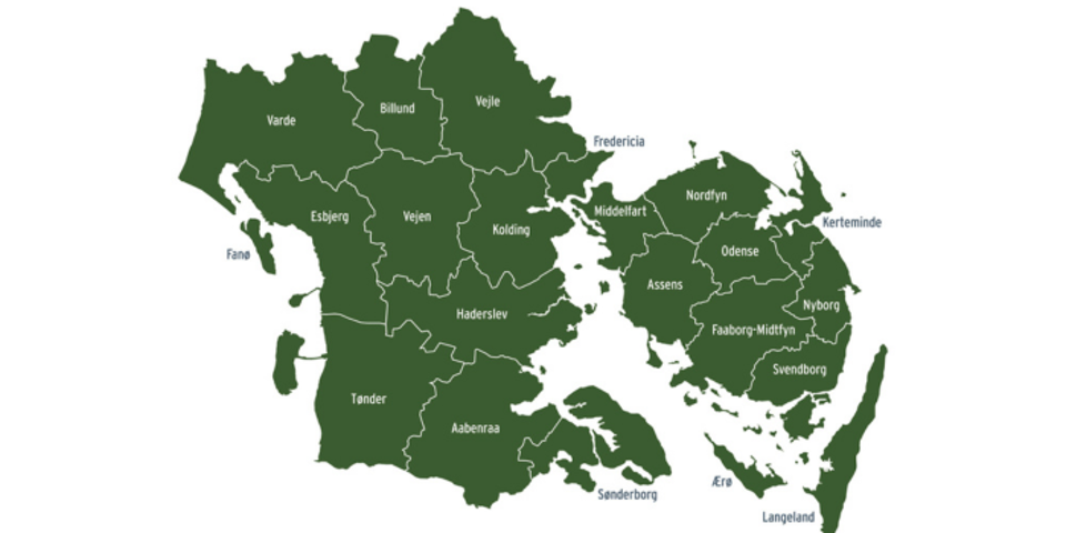 Kort over Region Syddanmark