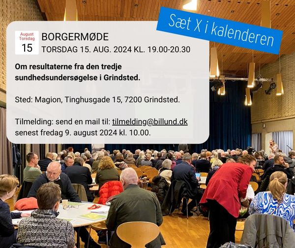 Kalenderinvitation til møde om sundhedsundersøgelser i Grindsted.