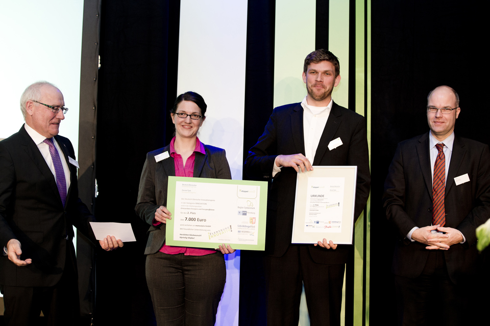 Nils Passau og Hannah Stremme, Meteolytix GmbH, Kiel, modtog andenpræmien i kategorien Innovation, Tyskland.