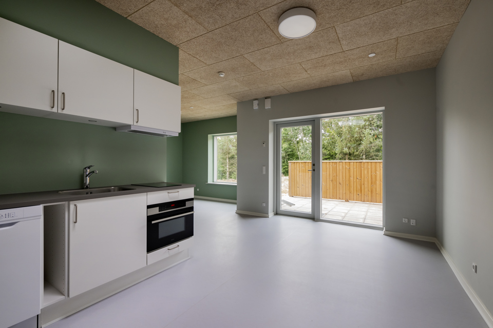 Køkkenet i en af de boliger, hvor der kommer til at bo borgere med autisme