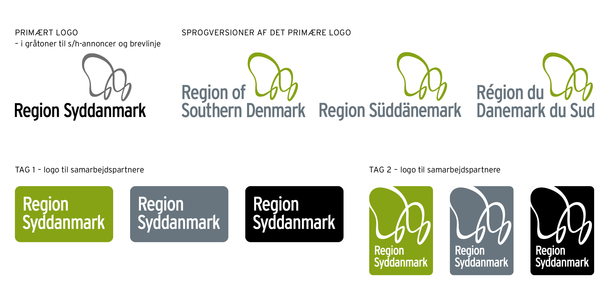 Flere varianter af Region Syddanmark logo